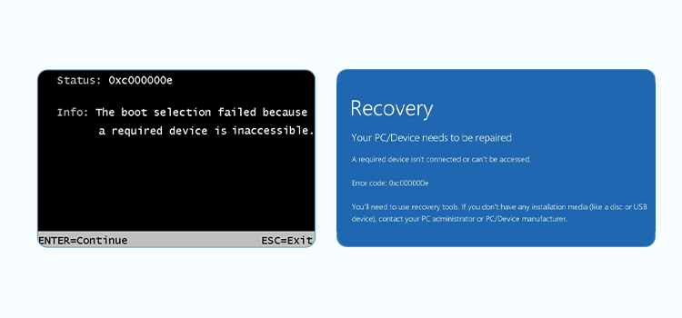 Foutcode 0xC000000E