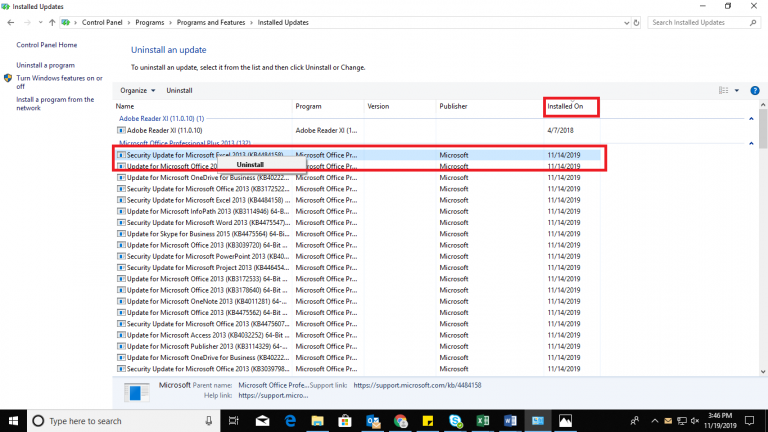 updates verwijderen