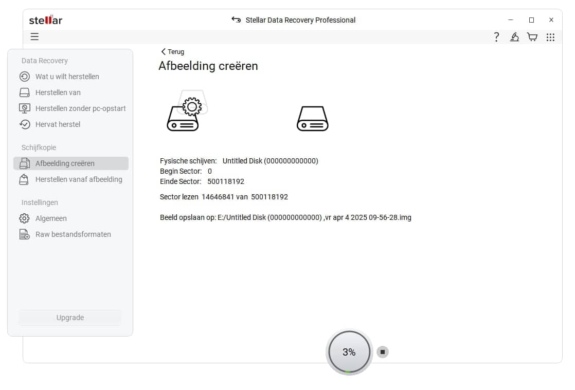 Het maken van een image kan enige tijd in beslag nemen.