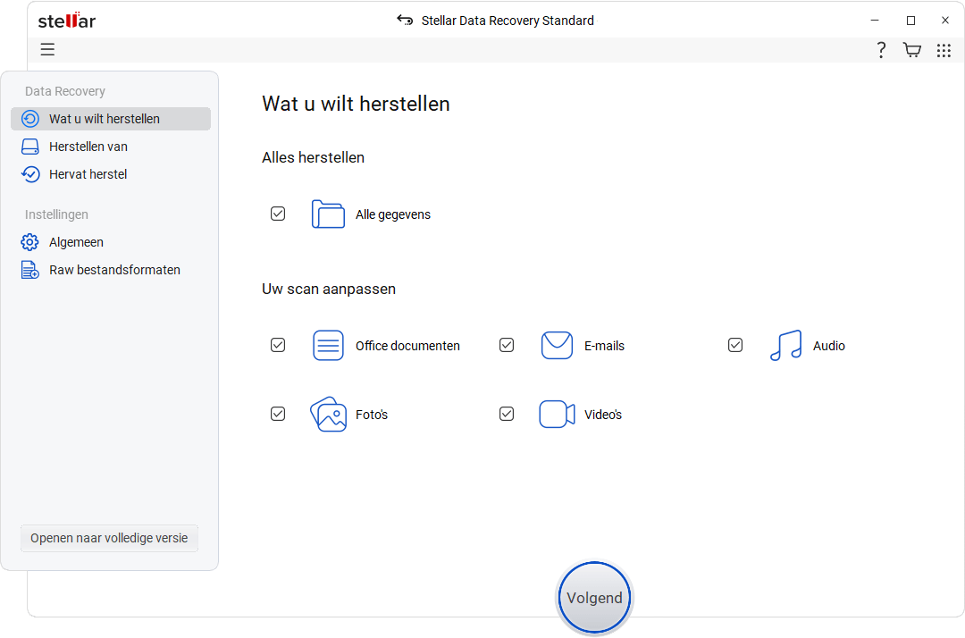 Selecteer bestandstype
